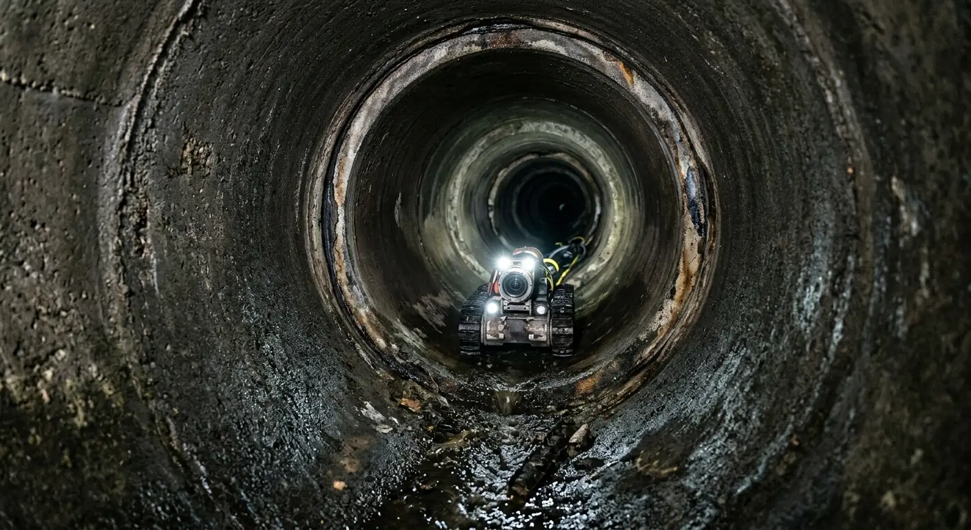 Robotic sewer camera inspecting pipe interior for Drain Snake Service in Blythe